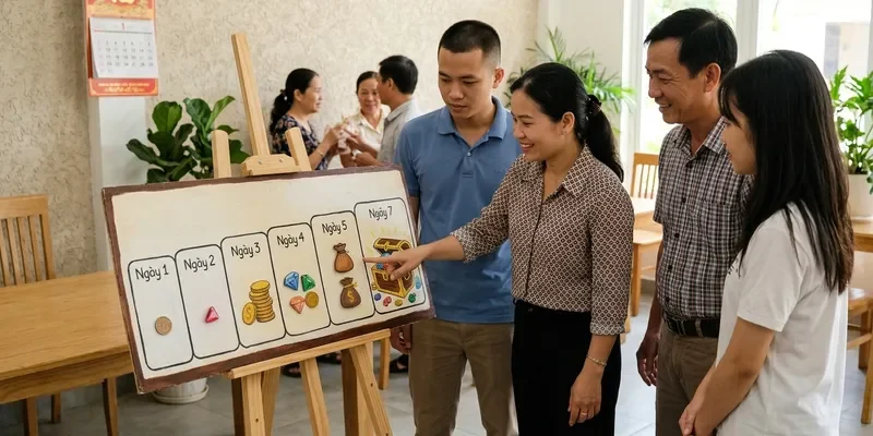 Bảng minh họa cách cộng dồn phần thưởng theo từng ngày nhận quà